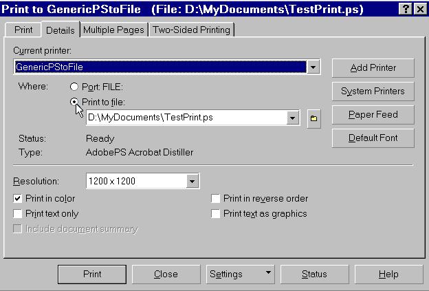 Printing to postscript 3