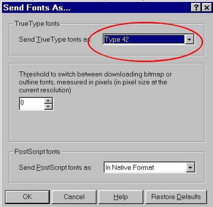 Send TT fonts as type 42